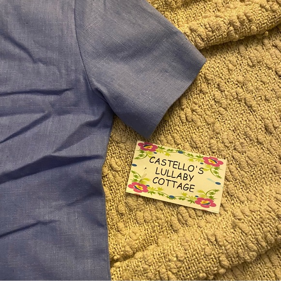 Vintage kids Lavender Blue shirt sleeve button down shirt dress periwinkle blue - Picture 12 of 13